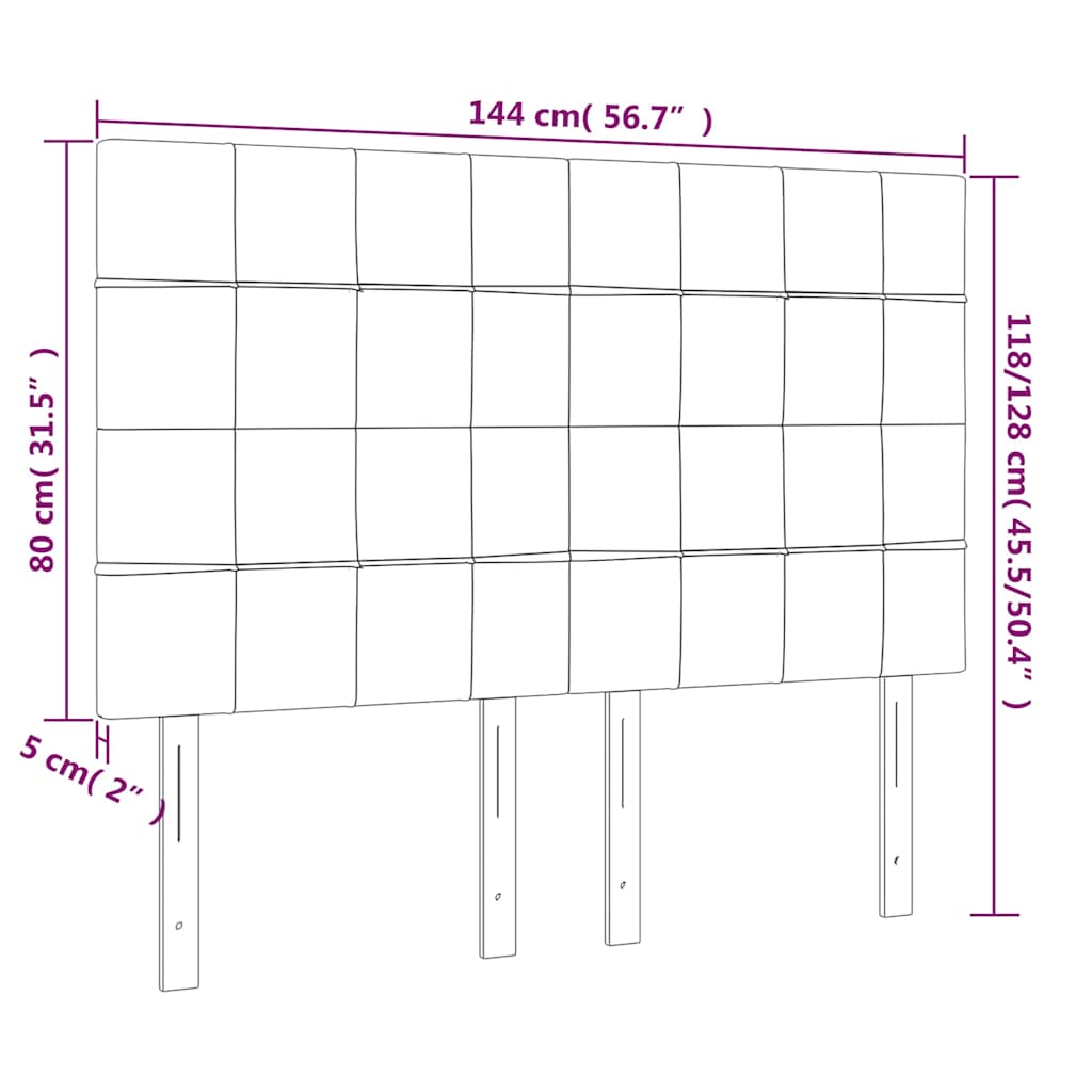 vidaXL Κεφαλάρι Κρεβατιού LED Σκούρο Πράσινο 144x5x118/128 εκ.