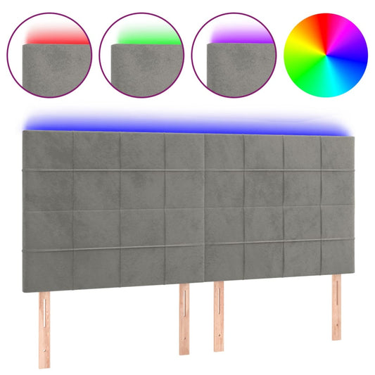 vidaXL Κεφαλάρι Κρεβατιού LED Ανοιχτό Γκρι 160x5x118/128 εκ. Βελούδινο