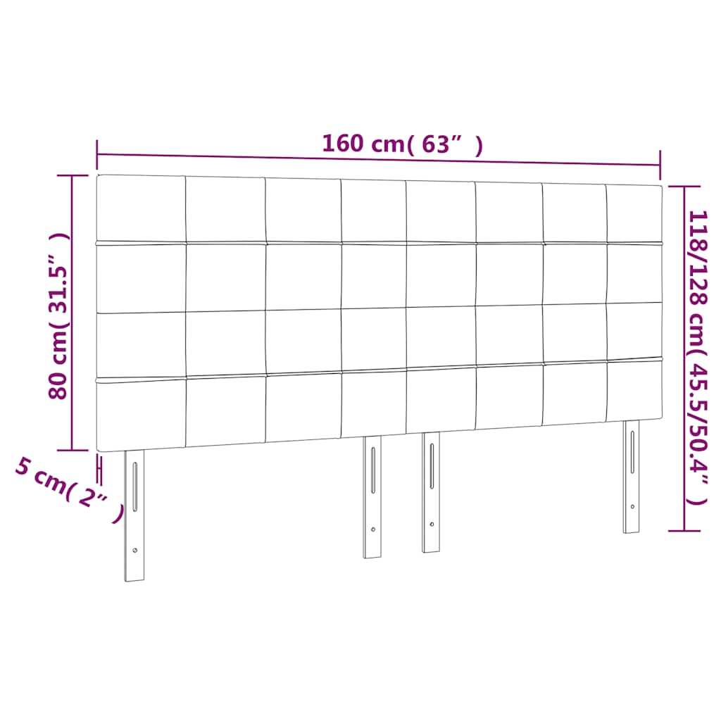 vidaXL Κεφαλάρι Κρεβατιού LED Σκούρο Πράσινο 160x5x118/128 εκ.