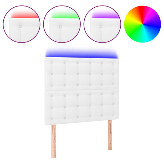 vidaXL Κεφαλάρι Κρεβατιού LED Λευκό 90x5x118/128 εκ