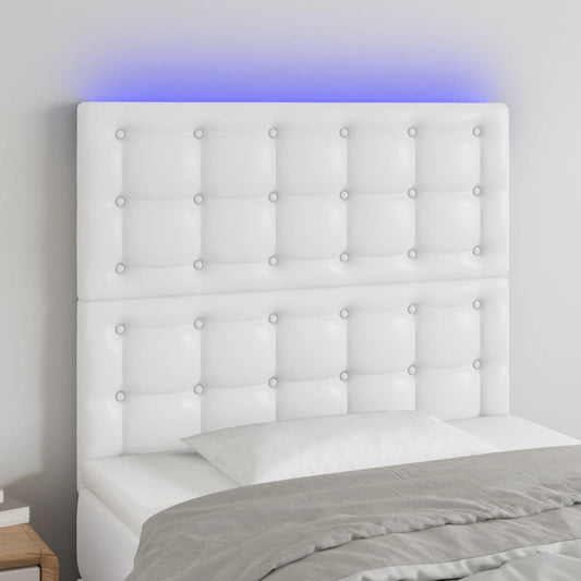 vidaXL Κεφαλάρι Κρεβατιού LED Λευκό 90x5x118/128 εκ