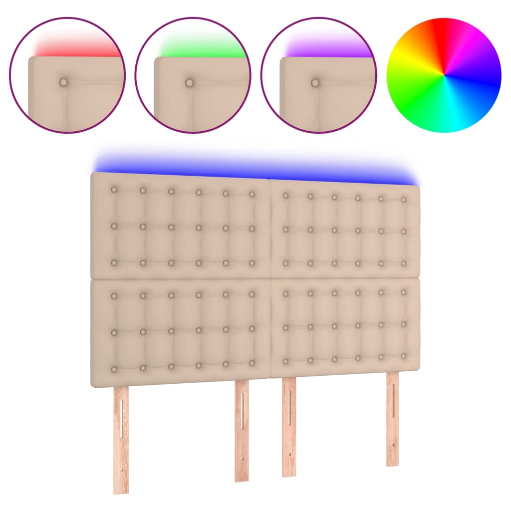 vidaXL Κεφαλάρι Κρεβατιού LED Καπουτσίνο 144x5x118/128 εκ