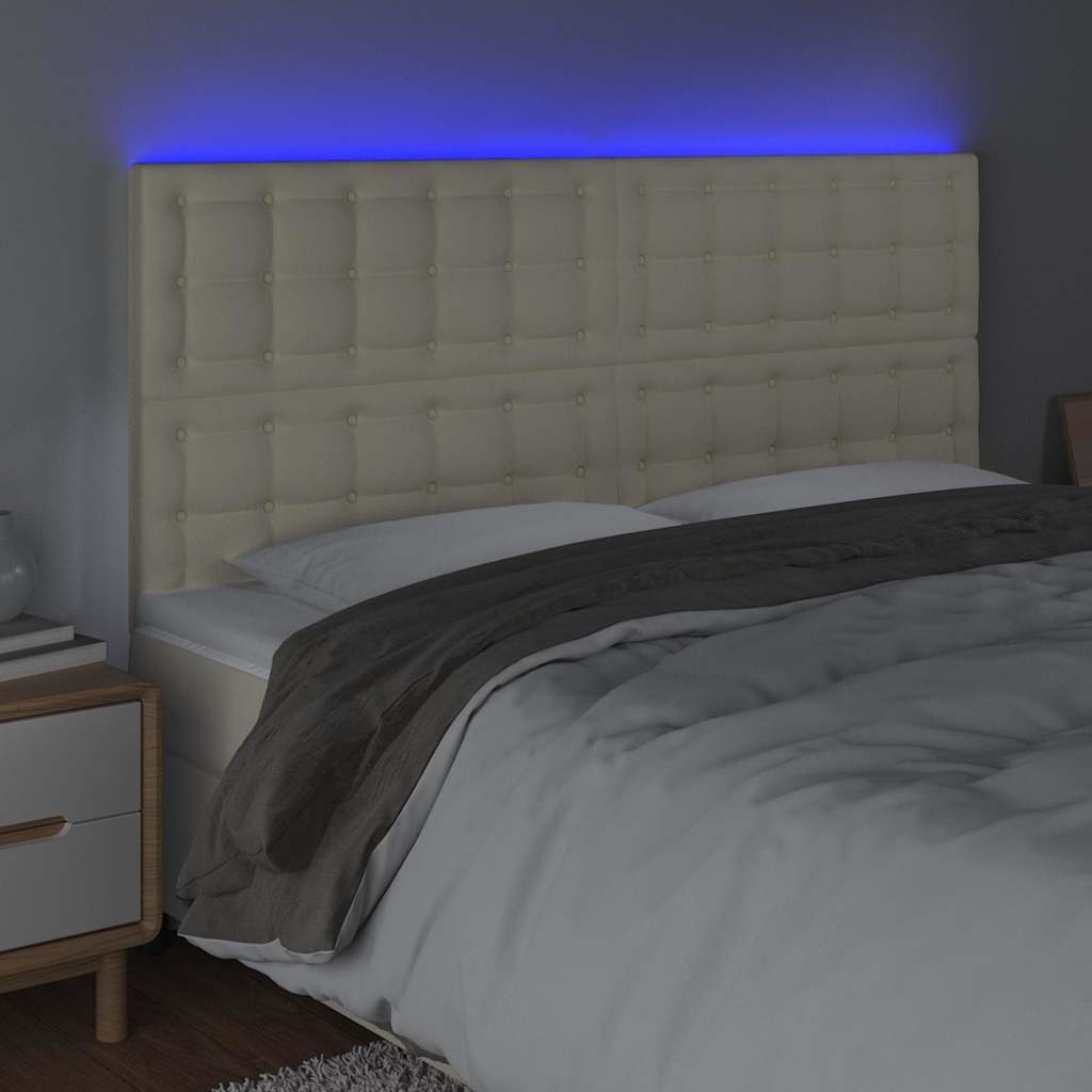 vidaXL Κεφαλάρι Κρεβατιού LED Κρεμ 160x5x118/128 εκ. Συνθετ. Δέρμα