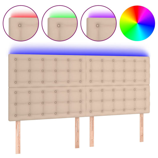 vidaXL Κεφαλάρι Κρεβατιού LED Καπουτσίνο 160x5x118/128 εκ