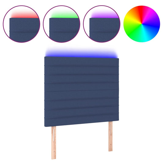 vidaXL Κεφαλάρι Κρεβατιού LED Μπλε 90x5x118/128εκ. Υφασμάτινο