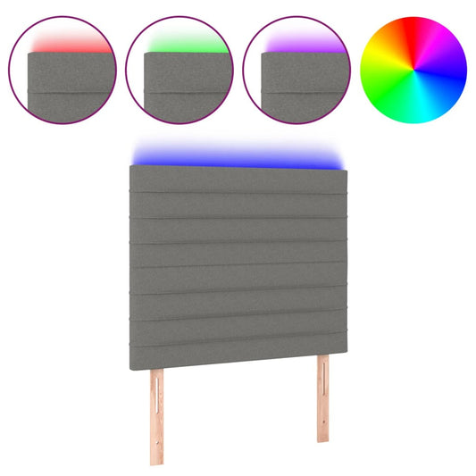vidaXL Κεφαλάρι Κρεβατιού LED Σκούρο Γκρι 100x5x118/128εκ. Υφασμάτινο