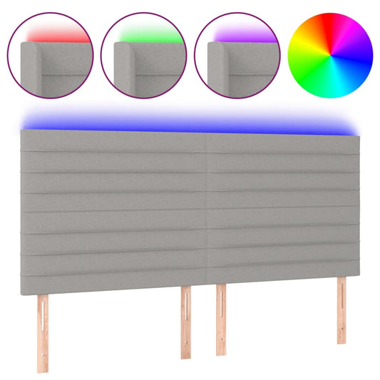 vidaXL Κεφαλάρι Κρεβατιού LED Ανοιχτό Γκρι 200x5x118/128εκ. Υφασμάτινο