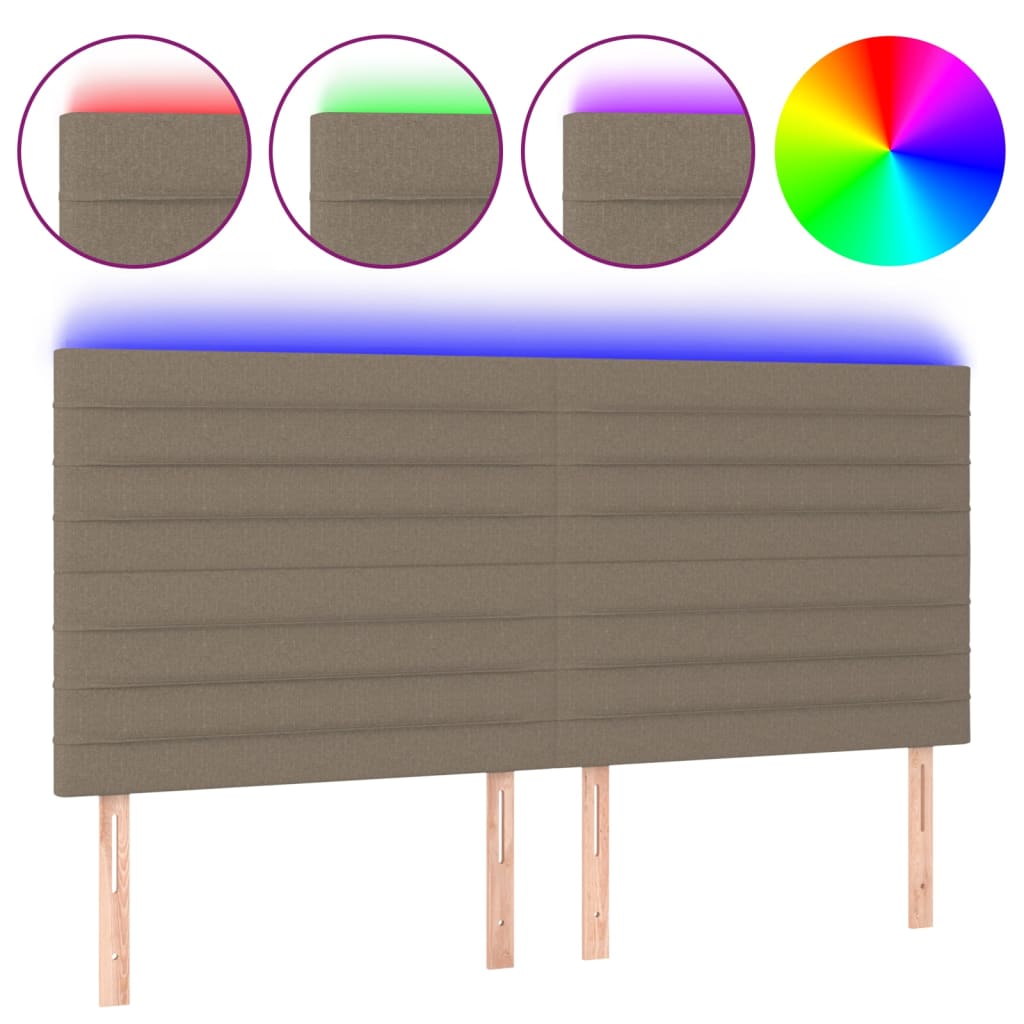 vidaXL Κεφαλάρι Κρεβατιού LED Taupe 200x5x118/128 εκ. Υφασμάτινο