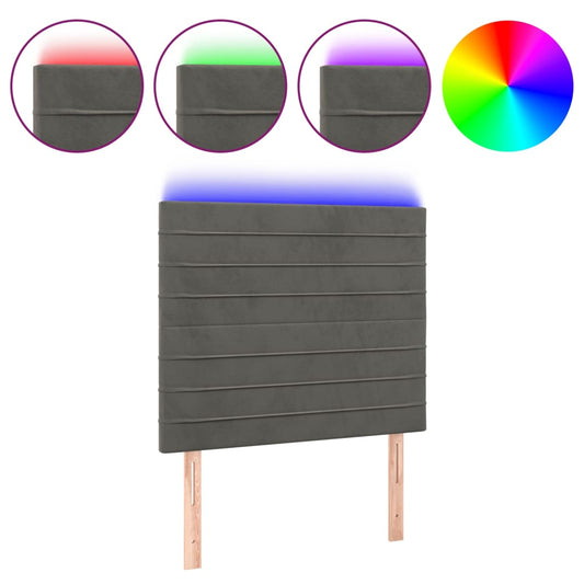 vidaXL Κεφαλάρι Κρεβατιού LED Σκούρο Γκρι 100x5x118/128 εκ. Βελούδινο