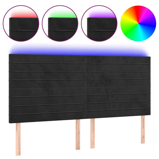 vidaXL Κεφαλάρι Κρεβατιού LED Μαύρο 160x5x118/128 εκ. Βελούδινο