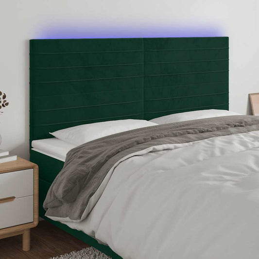 vidaXL Κεφαλάρι Κρεβατιού LED Σκούρο Πράσινο 160x5x118/128 εκ.