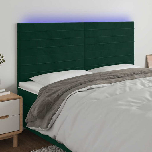 vidaXL Κεφαλάρι Κρεβατιού LED Σκούρο Πράσινο 180x5x118/128 εκ.