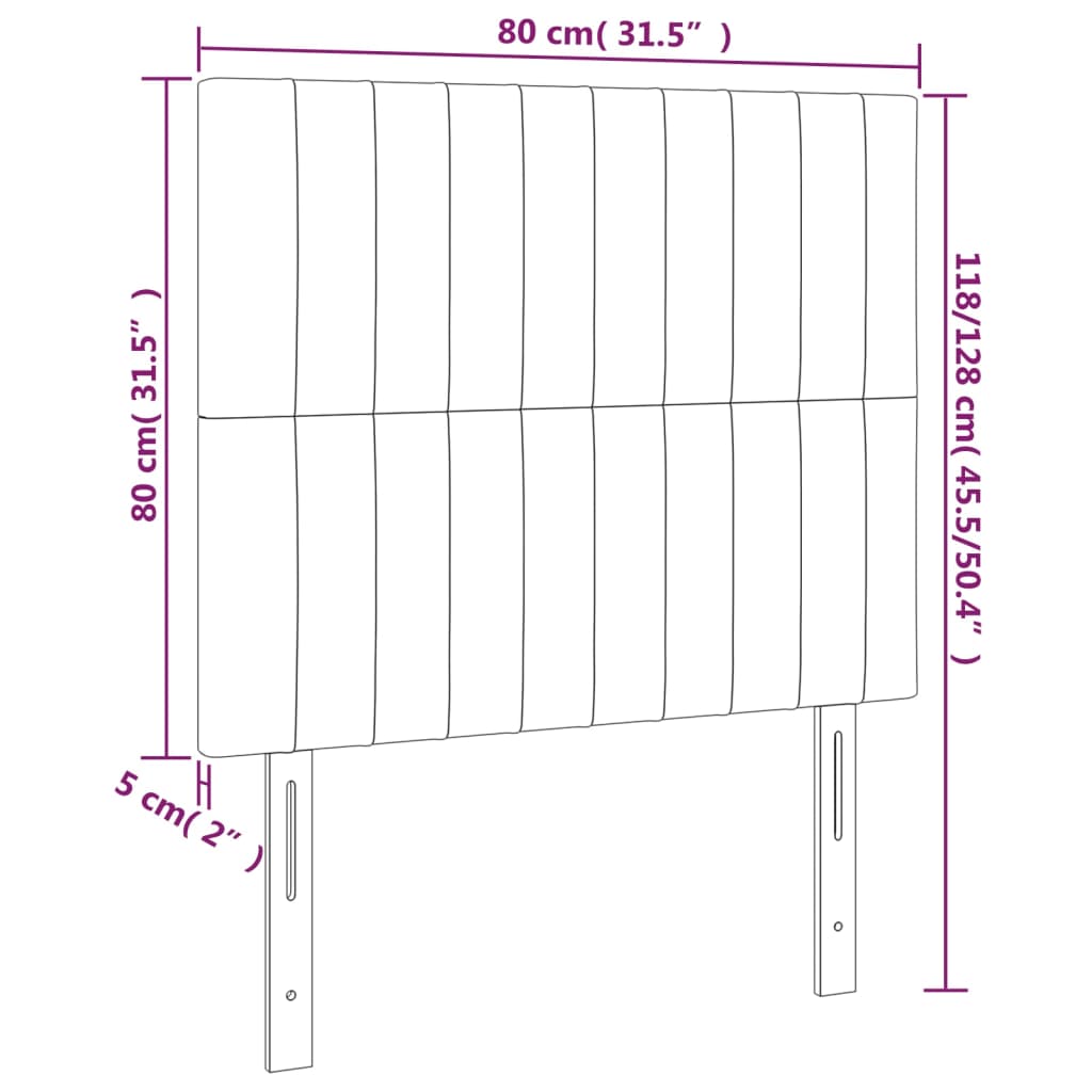 vidaXL Κεφαλάρι Κρεβατιού LED Ανοιχτό Γκρι 80x5x118/128 εκ. Υφασμάτινο