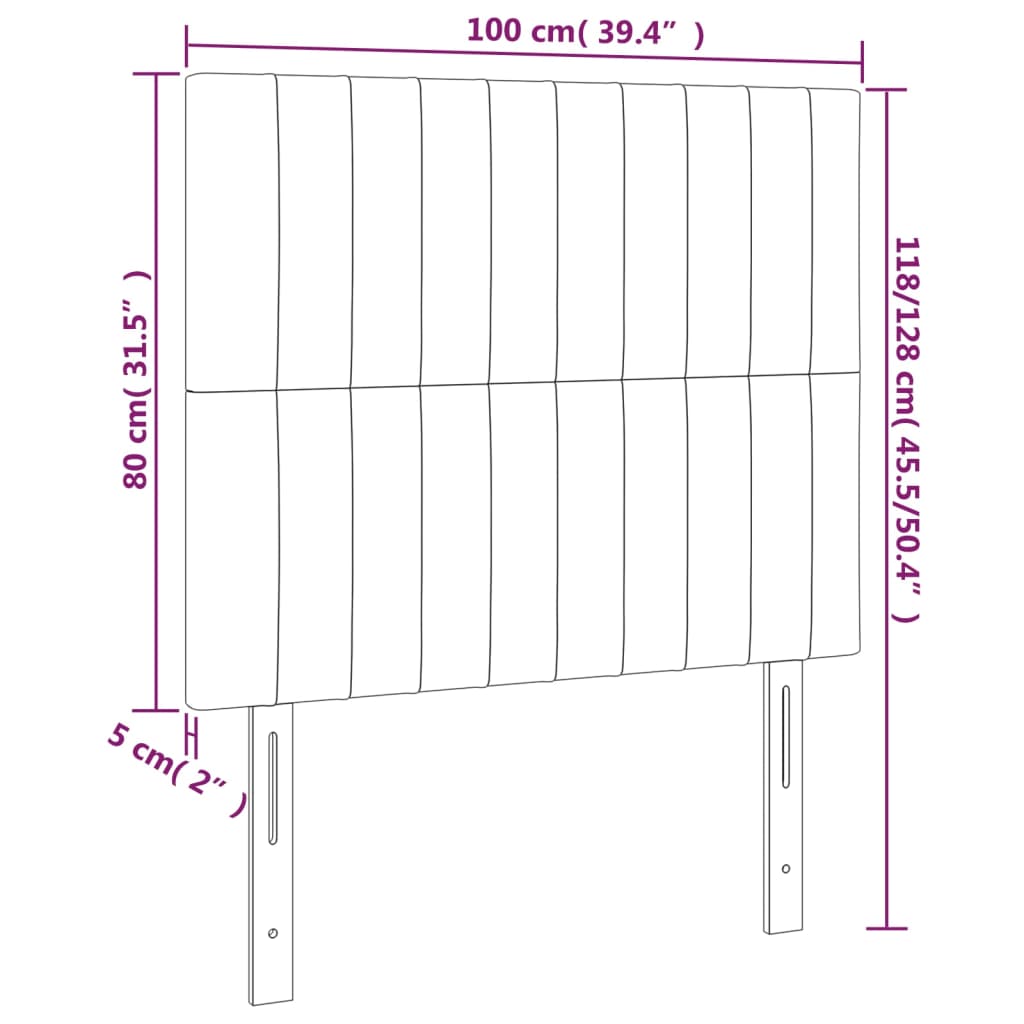 vidaXL Κεφαλάρι Κρεβατιού LED Taupe 100x5x118/128 εκ. Υφασμάτινο