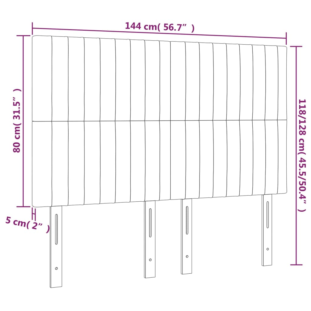vidaXL Κεφαλάρι Κρεβατιού LED Μπλε 144x5x118/128 εκ. Υφασμάτινο