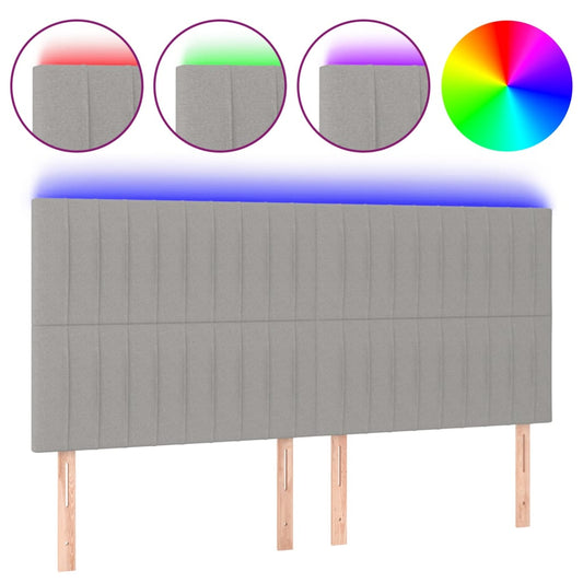 vidaXL Κεφαλάρι Κρεβατιού LED Ανοιχτό Γκρι 160x5x118/128εκ. Υφασμάτινο