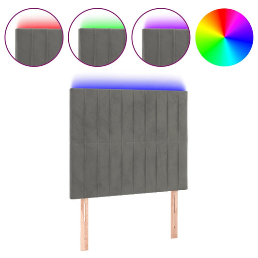 vidaXL Κεφαλάρι Κρεβατιού LED Ανοιχτό Γκρι 100x5x118/128 εκ. Βελούδινο