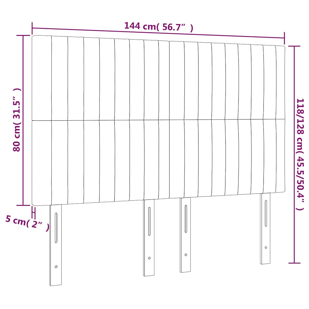 vidaXL Κεφαλάρι Κρεβατιού LED Σκούρο Μπλε 144x5x118/128 εκ. Βελούδινο