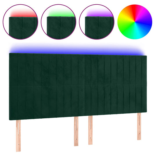 vidaXL Κεφαλάρι Κρεβατιού LED Σκούρο Πράσινο 160x5x118/128 εκ.