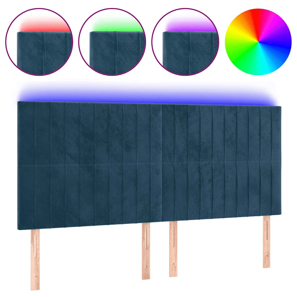 vidaXL Κεφαλάρι Κρεβατιού LED Σκούρο Μπλε 160x5x118/128 εκ. Βελούδινο