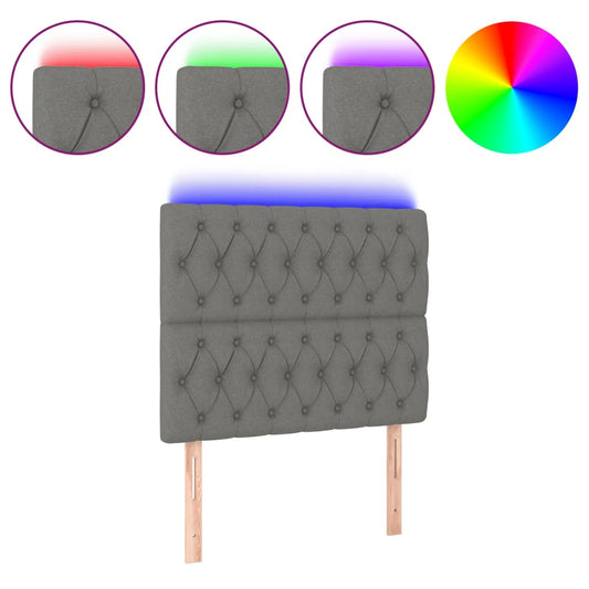 vidaXL Κεφαλάρι Κρεβατιού LED Σκούρο Γκρι 90x7x118/128εκ. Υφασμάτινο