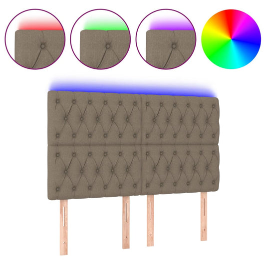 vidaXL Κεφαλάρι Κρεβατιού LED Taupe 144x7x118/128 εκ. Υφασμάτινο