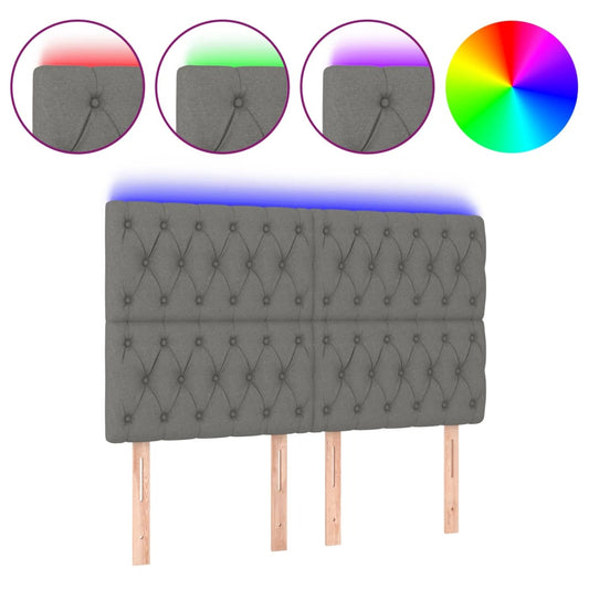 vidaXL Κεφαλάρι Κρεβατιού LED Σκούρο Γκρι 160x7x118/128εκ. Υφασμάτινο