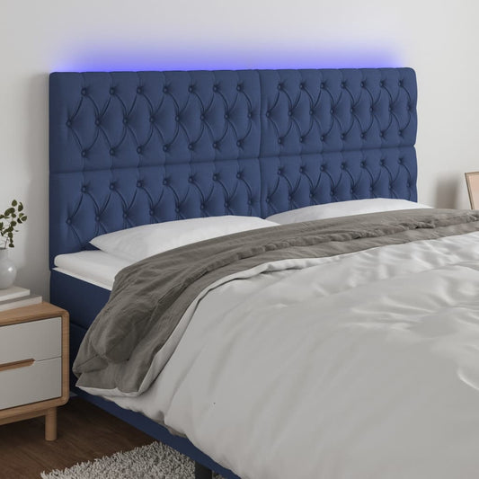 vidaXL Κεφαλάρι Κρεβατιού LED Μπλε 180x7x118/128 εκ. Υφασμάτινο