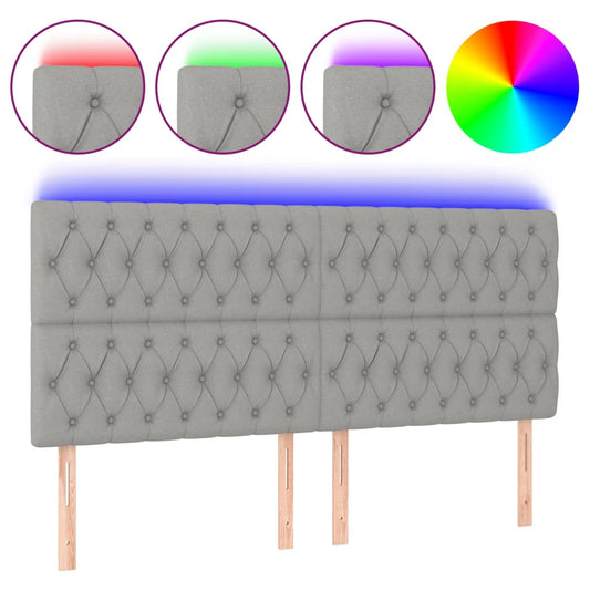 vidaXL Κεφαλάρι Κρεβατιού LED Ανοιχτό Γκρι 200x7x118/128εκ. Υφασμάτινο