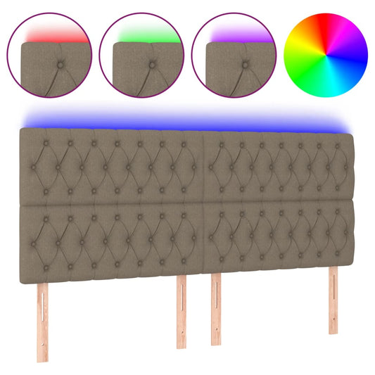 vidaXL Κεφαλάρι Κρεβατιού LED Taupe 200x7x118/128 εκ. Υφασμάτινο