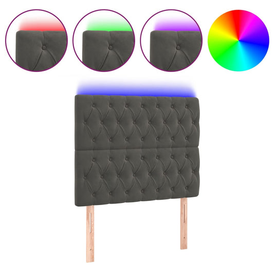vidaXL Κεφαλάρι Κρεβατιού LED Σκούρο Γκρι 100x7x118/128 εκ. Βελούδινο