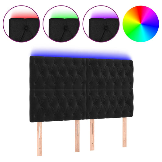vidaXL Κεφαλάρι Κρεβατιού LED Μαύρο 144x7x118/128 εκ. Βελούδινο
