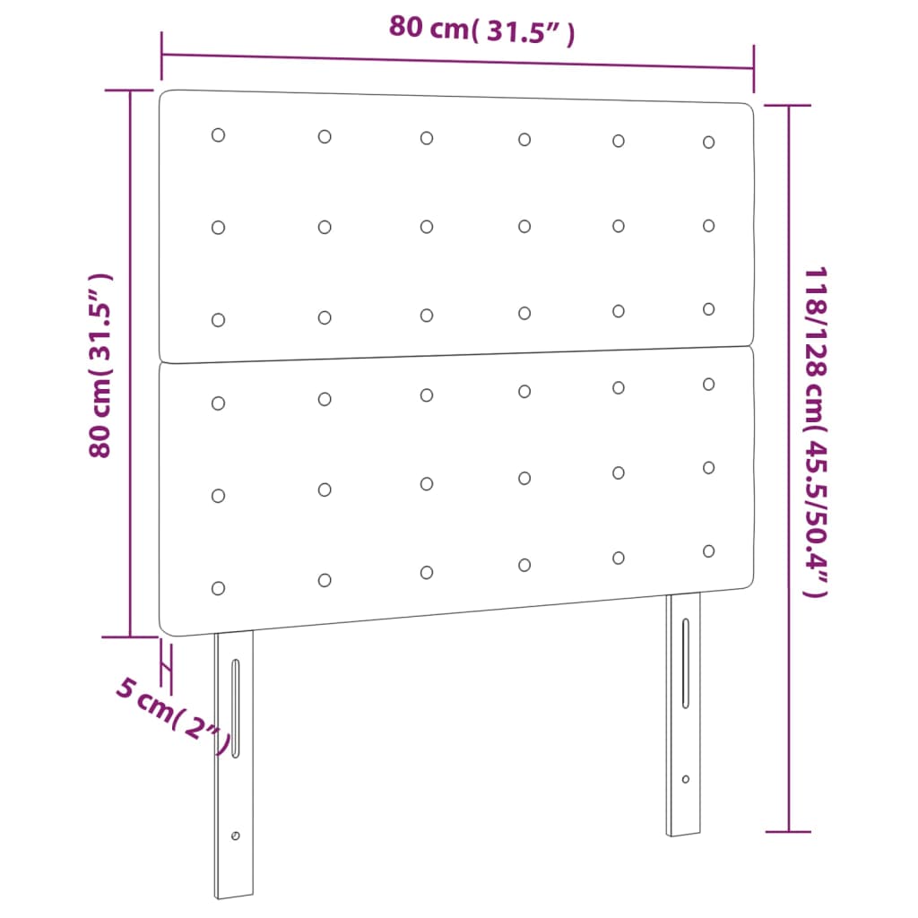 vidaXL Κεφαλάρι Κρεβατιού LED Σκούρο Καφέ 80x5x118/128εκ. Υφασμάτινο