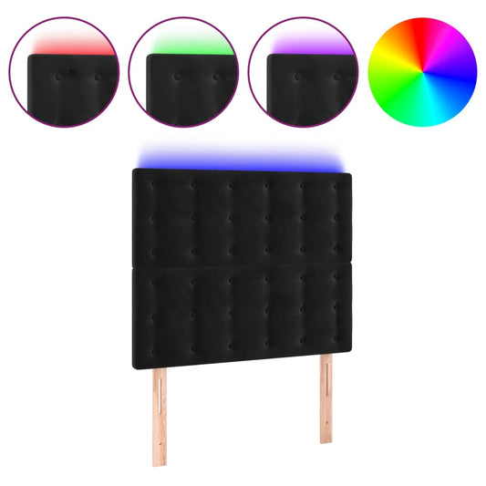 vidaXL Κεφαλάρι Κρεβατιού LED Μαύρο 100x5x118/128 εκ. Βελούδινο