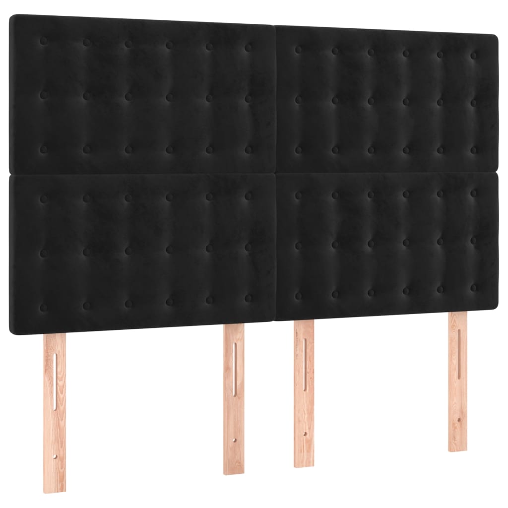vidaXL Κεφαλάρι Κρεβατιού LED Μαύρο 144x5x118/128 εκ. Βελούδινο
