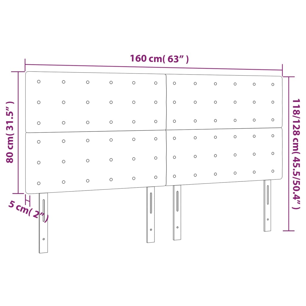 vidaXL Κεφαλάρι Κρεβατιού LED Ανοιχτό Γκρι 160x5x118/128 εκ. Βελούδινο