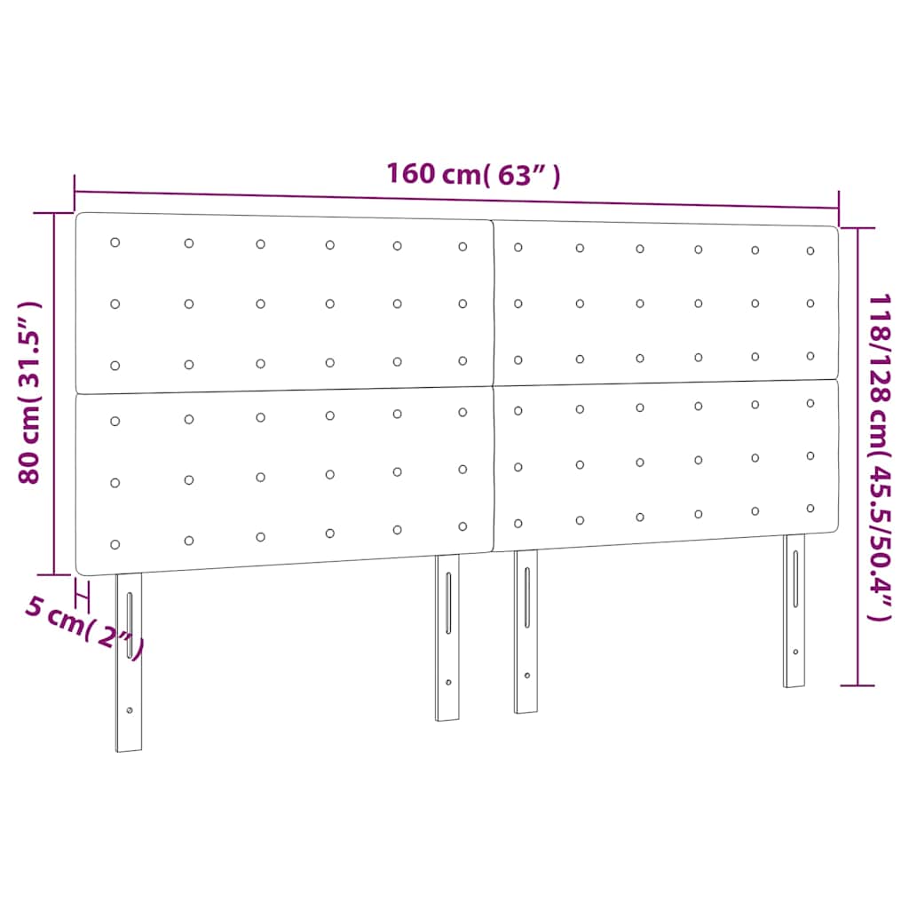 vidaXL Κεφαλάρι Κρεβατιού LED Σκούρο Πράσινο 160x5x118/128 εκ.