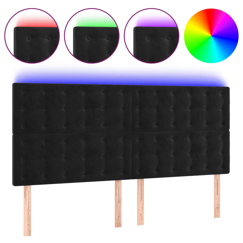 vidaXL Κεφαλάρι Κρεβατιού LED Μαύρο 180x5x118/128 εκ. Βελούδινο