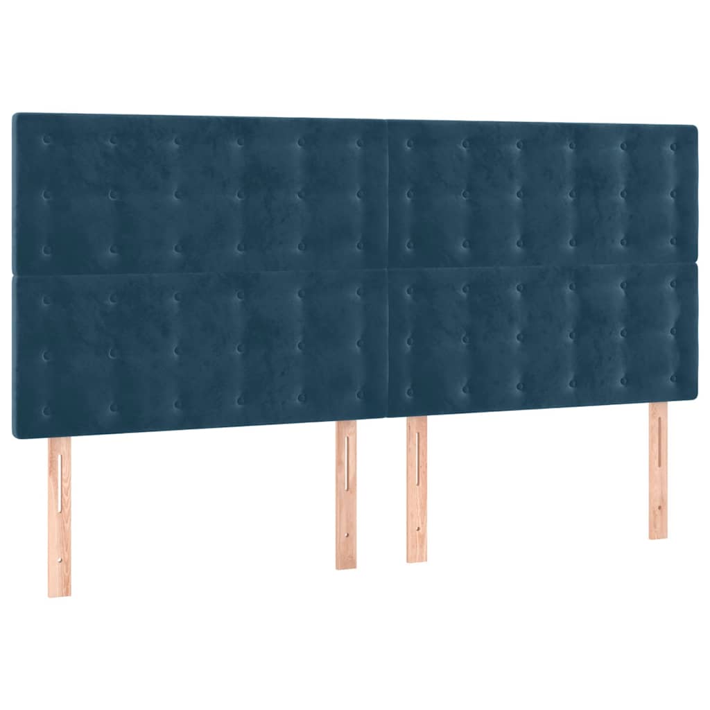 vidaXL Κεφαλάρι Κρεβατιού LED Σκούρο Μπλε 180x5x118/128 εκ. Βελούδινο