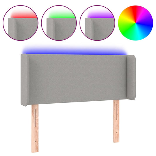 vidaXL Κεφαλάρι Κρεβατιού LED Ανοιχτό Γκρι 93x16x78/88 εκ. Υφασμάτινο