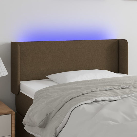 vidaXL Κεφαλάρι Κρεβατιού LED Σκούρο Καφέ 93x16x78/88 εκ. Υφασμάτινο
