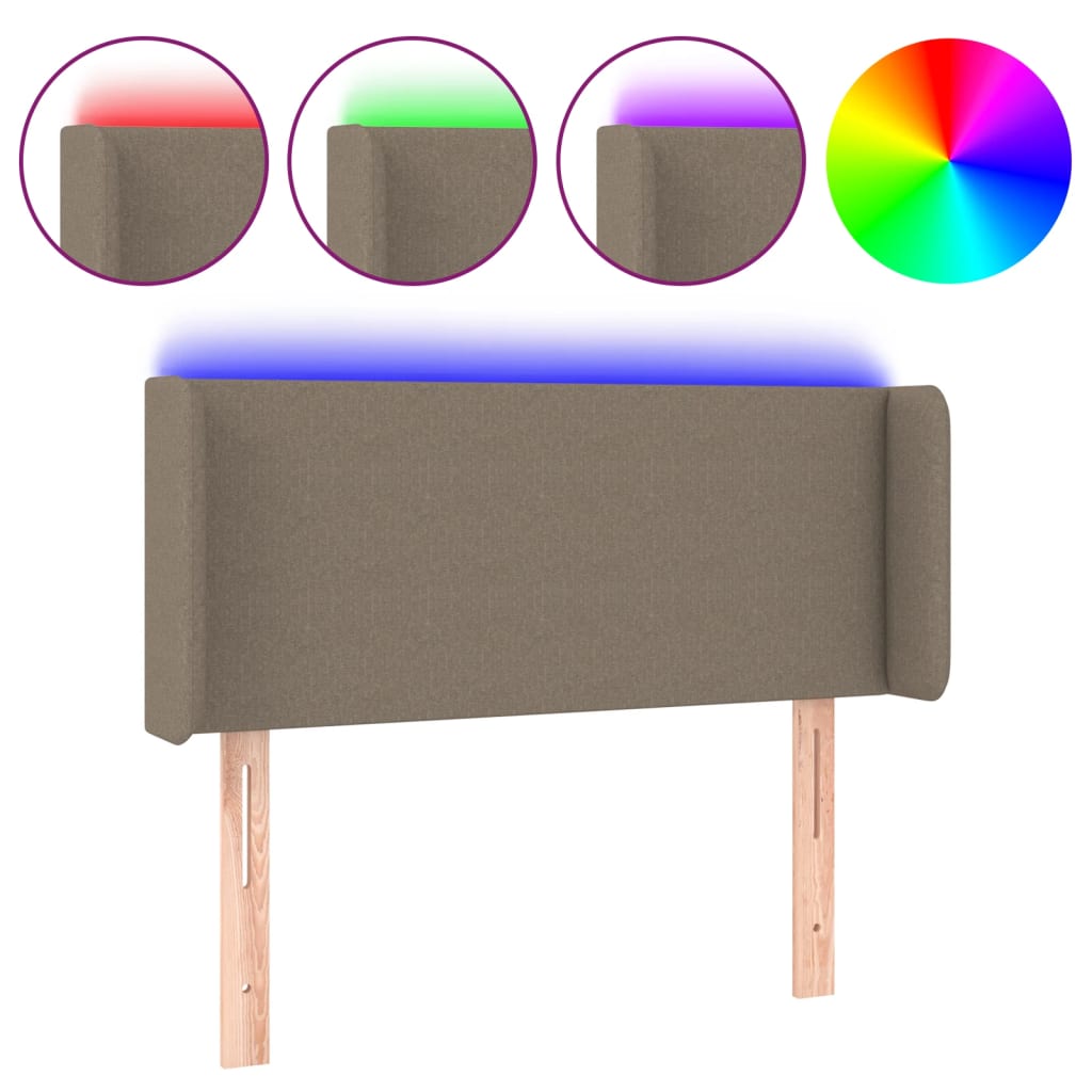 vidaXL Κεφαλάρι Κρεβατιού LED Taupe 93x16x78/88 εκ. Υφασμάτινο