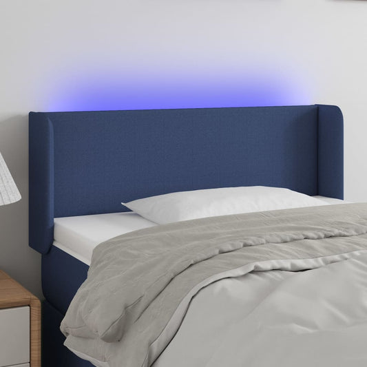 vidaXL Κεφαλάρι Κρεβατιού LED Μπλε 93x16x78/88 εκ. Υφασμάτινο