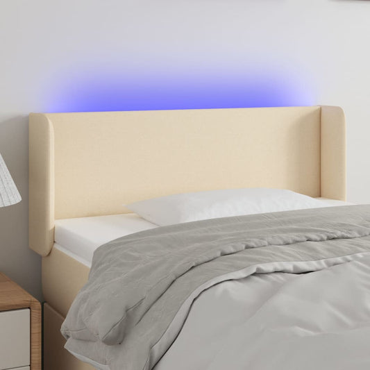vidaXL Κεφαλάρι Κρεβατιού LED Κρεμ 103x16x78/88 εκ. Υφασμάτινο