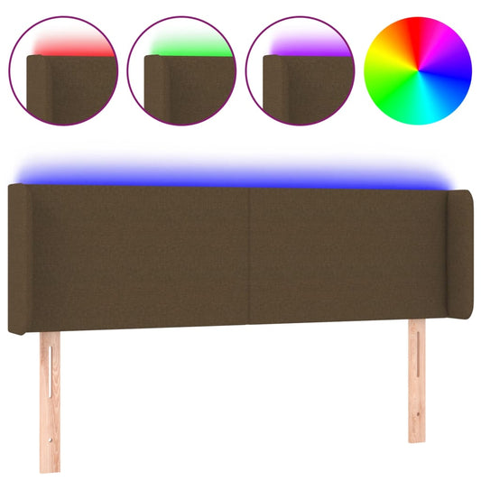vidaXL Κεφαλάρι Κρεβατιού LED Σκούρο Καφέ 147x16x78/88 εκ. Υφασμάτινο
