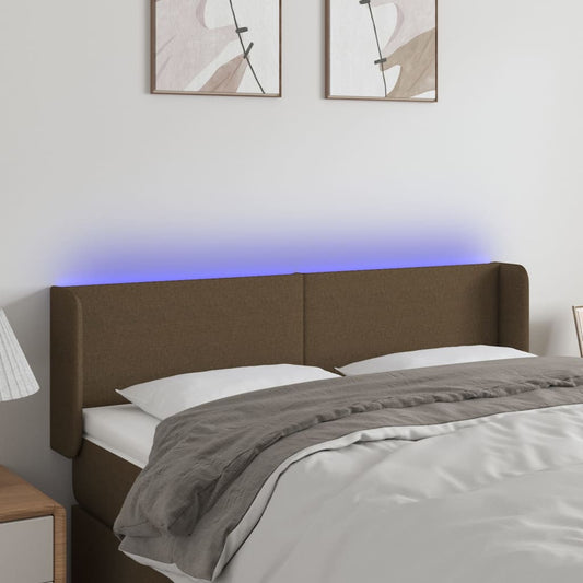 vidaXL Κεφαλάρι Κρεβατιού LED Σκούρο Καφέ 147x16x78/88 εκ. Υφασμάτινο