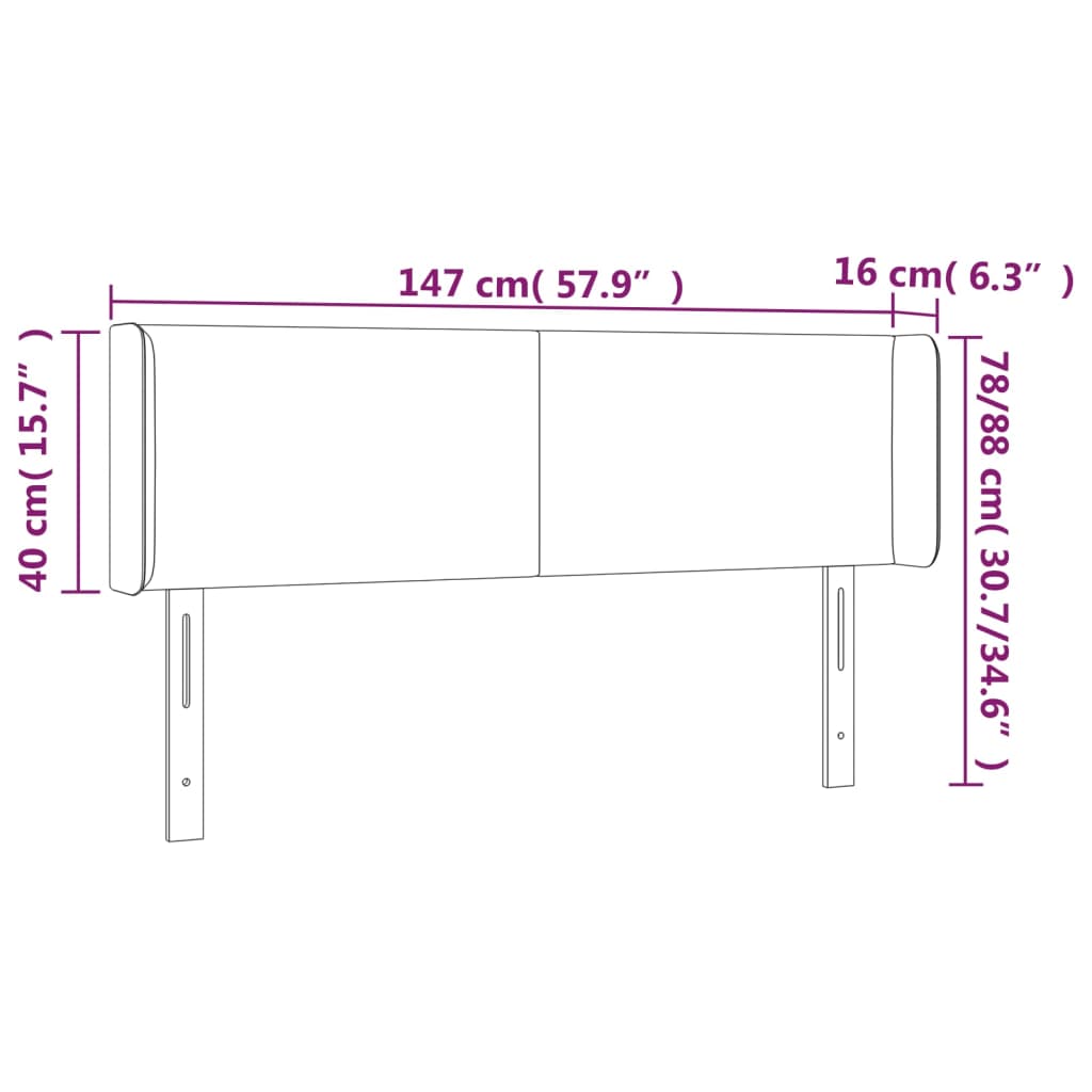 vidaXL Κεφαλάρι Κρεβατιού LED Μπλε 147x16x78/88 εκ. Υφασμάτινο