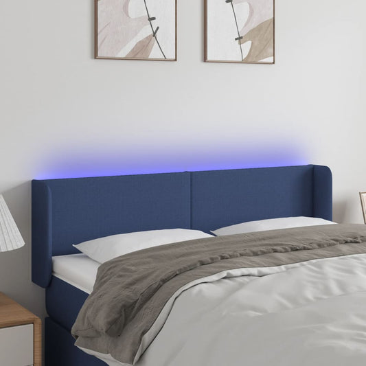 vidaXL Κεφαλάρι Κρεβατιού LED Μπλε 147x16x78/88 εκ. Υφασμάτινο