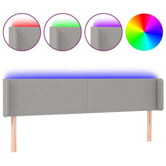 vidaXL Κεφαλάρι Κρεβατιού LED Ανοιχτό Γκρι 163x16x78/88 εκ. Υφασμάτινο