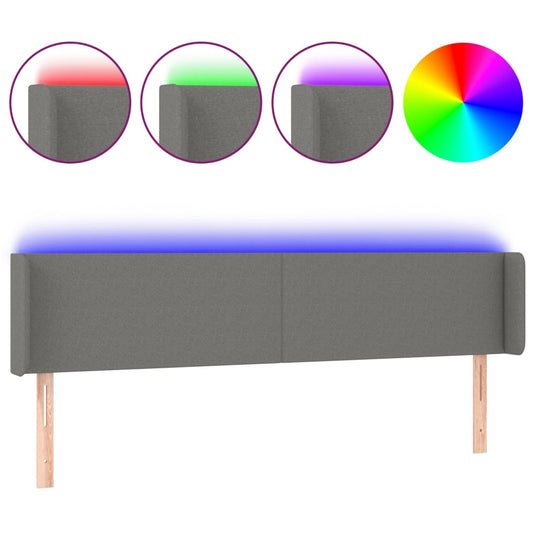 vidaXL Κεφαλάρι Κρεβατιού LED Σκούρο Γκρι 163x16x78/88 εκ. Υφασμάτινο